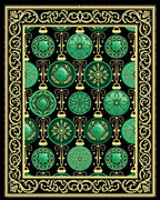 Emerald Green Ornamental Bauble Border Rug