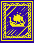 Vibrant Yellow Ship Blue Celtic Border Rug