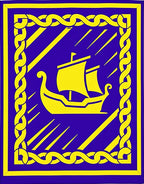 Vibrant Yellow Ship Blue Celtic Border Rug