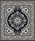 Classic Black Ivory Arabesque Medallion Rug