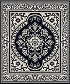 Classic Black Ivory Arabesque Medallion Rug