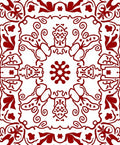 Crimson Floral Medallion Scroll Rug