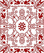 Crimson Floral Medallion Scroll Rug