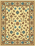 Yellow Floral Medallion Border Rug