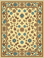 Yellow Floral Medallion Border Rug