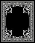 Ornate Black Floral Medallion Border Rug