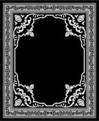 Ornate Black Floral Medallion Border Rug