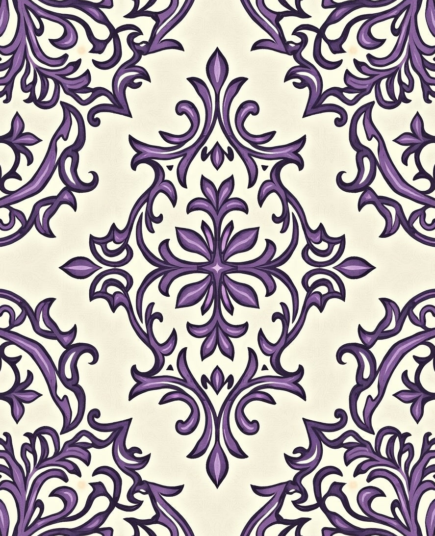 Ornate Purple Floral Medallion Rug