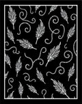 Black White Feather Swirls Collage Rug