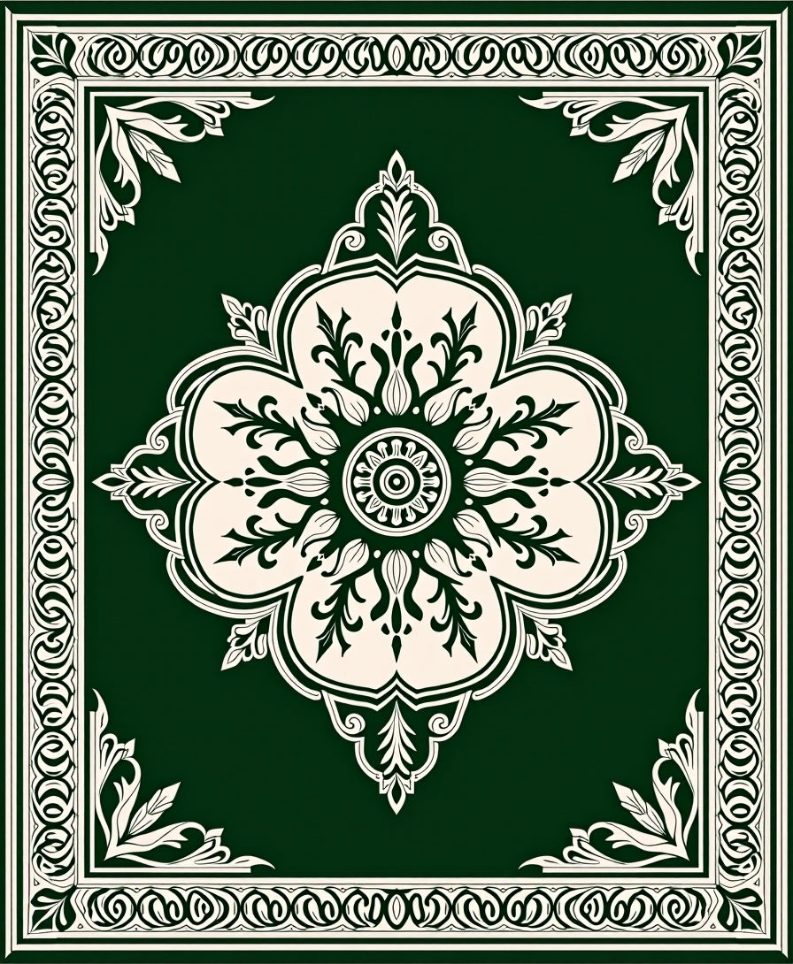 Deep Emerald Floral Lattice Rug