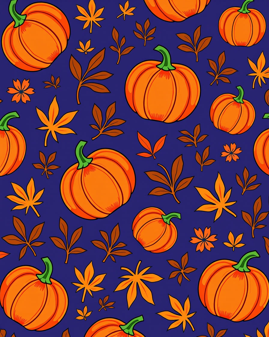 Autumn Orange Pumpkin Leaf Medley Rug