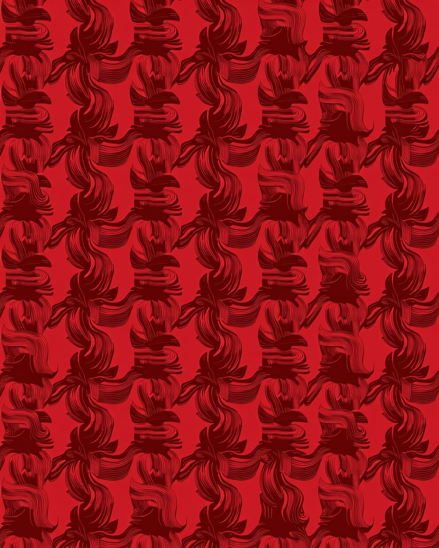 Crimson Abstract Floral Swirl Rug