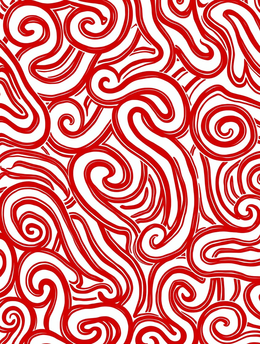 Vibrant Red Swirl Abstract Rug