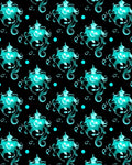 Aquatic Teal Bioluminescent Floral Swirls Rug