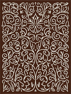 Chocolate cream ornate vine scrollwork Rug