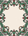 Emerald Red Baroque Floral Frame Rug