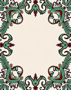 Emerald Red Baroque Floral Frame Rug