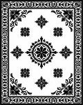 Ornate Black White Floral Medallion Rug