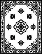 Ornate Black White Floral Medallion Rug
