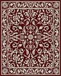 Deep Red Floral Scrollwork Rug