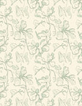 Soft Green Floral Line Art Rug