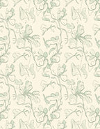 Soft Green Floral Line Art Rug