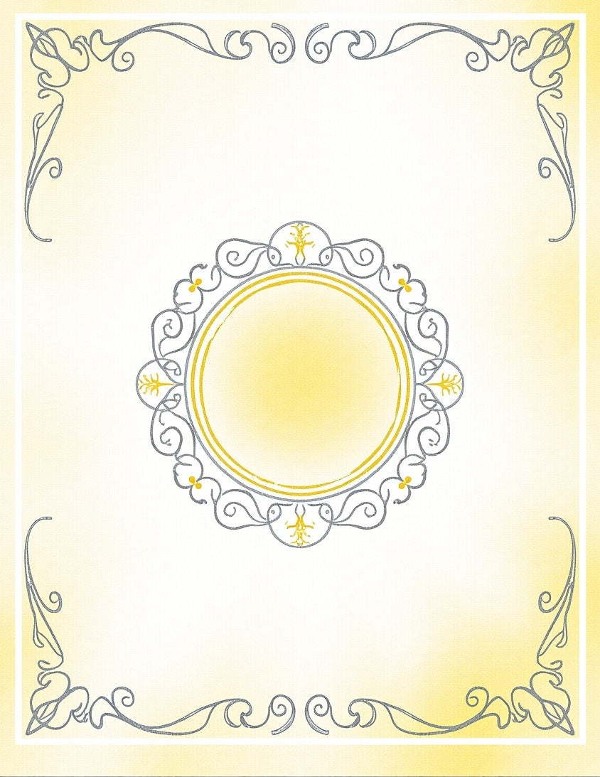 Elegant Yellow Gray Floral Medallion Frame Rug