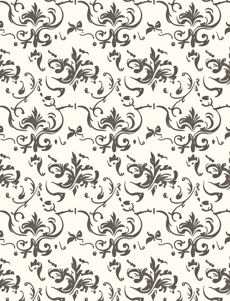 Neutral Cream and Brown Damask Flourish Rug