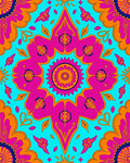 Vibrant Teal Pink Orange Ethnic Mandala Rug