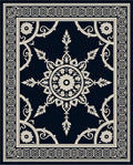 Classic Navy Cream Medallion Border Rug