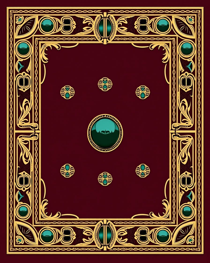 Ornate Teal and Gold Jewel Medallion Rug