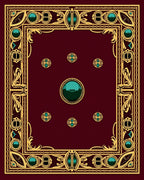 Ornate Teal and Gold Jewel Medallion Rug