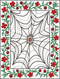 Red Floral Vine Spiderweb Rug