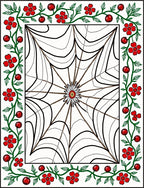 Red Floral Vine Spiderweb Rug