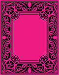 Hot Pink Black Elegant Floral Frame Rug