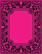 Hot Pink Black Elegant Floral Frame Rug