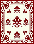 Crimson Floral Border With Accents Rug