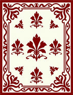 Crimson Floral Border With Accents Rug