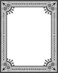 Victorian Black White Scroll Border Rug