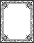 Victorian Black White Scroll Border Rug