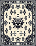 Vintage Cream Black Floral Mandala Rug