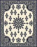 Vintage Cream Black Floral Mandala Rug