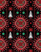 Festive Red Snowflake Christmas Tree Rug
