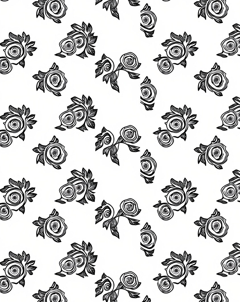 Monochromatic Rose Swirl Bouquet Arrangement Rug