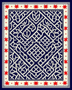 Navy Red Cream Interlocking Geometric Stars Rug