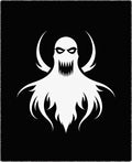 Spooky White Ghost Black Background Rug