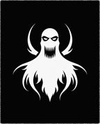 Spooky White Ghost Black Background Rug