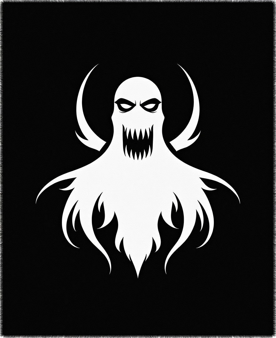 Spooky White Ghost Black Background Rug