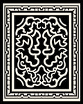 Black and Cream Scrollwork Frame Rug