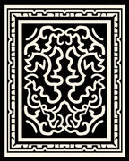 Black and Cream Scrollwork Frame Rug